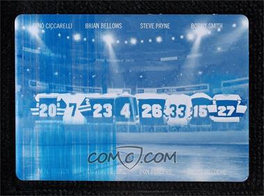 2020-21 Leaf In the Game Used - The Fantastic Franchise Relics - Printing Plate Cyan #TFF-10 - Dino Ciccarelli, Neal Broten, Brian Bellows, Craig Hartsburg, Steve Payne, Don Beaupre, Bobby Smith, Gilles Meloche /1