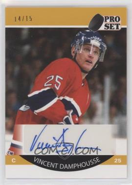 2020-21 Leaf Pro Set Memories - 1990-91 Design Autographs - Yellow #A90-VD1 - Vincent Damphousse /15