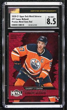 2020-21 Skybox Metal Universe - [Base] - Precious Metal Gems Red #97 - Connor McDavid /90 [CSG 8.5 NM/Mint+]