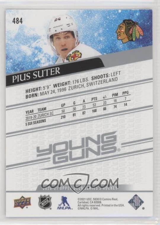 pics Pius Suter Young Guns 2020 21 upper deck base 484