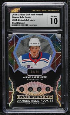 2020-21 Upper Deck Black Diamond - Diamond Relic Rookie Gems #BDR-AL - Quad Diamond - Alexis Lafreniere /99 [CSG 10 Gem Mint]