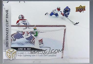 2020-21 Upper Deck Game Dated Moments - [Base] #76 - Playoffs - (Jun. 30, 2021) – Stanley Cup Finals Game 2 - Blake Coleman’s Diving Goal Thrills Fans, Helps Lightning Earn 3-1 Win Over Canadiens /499