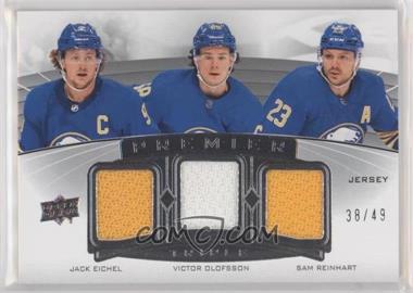 2020-21 Upper Deck Premier - Premier Triple Jersey Relics #PT-REO - Jack Eichel, Victor Olofsson, Sam Reinhart /49