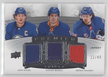 2020-21 Upper Deck Premier - Premier Triple Jersey Relics #PT-REO - Jack Eichel, Victor Olofsson, Sam Reinhart /49