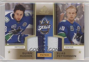 2020-21 Upper Deck SP Game Used - 2020 NHL All-Star Skills Fabrics Dual - Patch #ASD-PH - Quinn Hughes, Elias Pettersson /25