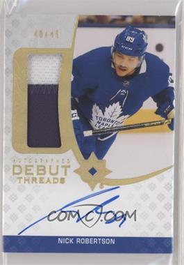 2020-21 Upper Deck Ultimate Collection - Debut Threads Auto Patch #ADT-NR - Nick Robertson /49
