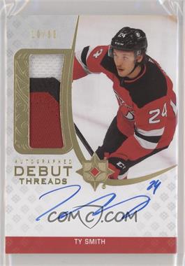 2020-21 Upper Deck Ultimate Collection - Debut Threads Auto Patch #ADT-SM - Ty Smith /99