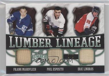 2021-22 Leaf Lumber - Lumber Lineage Relics - Emerald #LL-8 - Frank Mahovlich, Phil Esposito, Eric Lindros /3