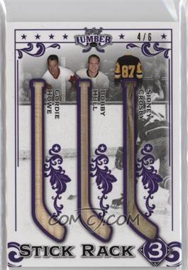 2021-22 Leaf Lumber - Stick Rack 3 - Purple #SR3-12 - Gordie Howe, Bobby Hull, Sidney Crosby /6
