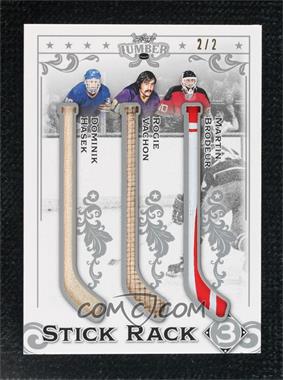 2021-22 Leaf Lumber - Stick Rack 3 - Silver #SR3-10 - Dominik Hasek, Rogie Vachon, Martin Brodeur /2