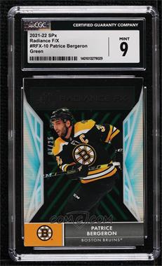 2021-22 SPx - Radiance F/X - Green #RFX-10 - Patrice Bergeron /25 [CGC 9 Mint]