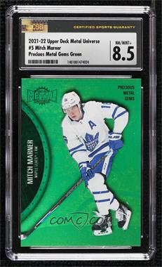 2021-22 Skybox Metal Universe - [Base] - Precious Metal Gems Green #5 - Mitch Marner /100 [CSG 8.5 NM/Mint+]