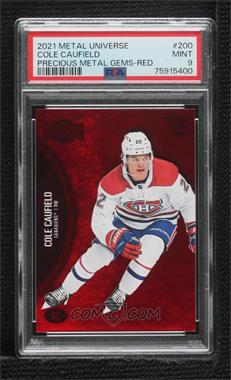 2021-22 Skybox Metal Universe - [Base] - Precious Metal Gems Red #200 - Rookies - Cole Caufield /100 [PSA 9 MINT]