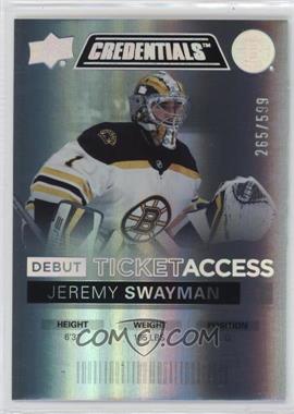 2021-22 Upper Deck Credentials - [Base] #144 - Tier 3 - Debut Ticket Access - Jeremy Swayman /599