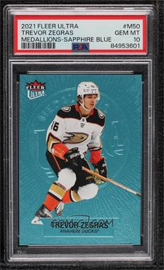 2021-22 Upper Deck Fleer Ultra - Medallions - Sapphire #M-50 - Trevor Zegras /25 [PSA 10 GEM MT]