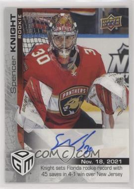 2021-22 Upper Deck Game Dated Moments - Autograph Parallel Achievements #19 - Rookie - (Nov. 18, 2021) - Spencer Knight Sets Florida Rookie Record with 45 Saves in 4-1 Win