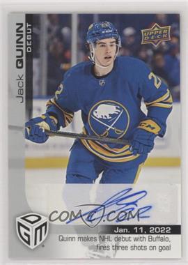 2021-22 Upper Deck Game Dated Moments - Autograph Parallel Achievements #39 - Debut - (Jan. 11, 2022) - Jack Quinn Makes NHL Debut with Buffalo