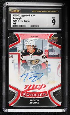 2021-22 Upper Deck MVP - [Base] - Red Autographs #249 - Rookie - Trevor Zegras /5 [CSG 9 Mint]