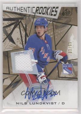 2021-22 Upper Deck SP Game Used - [Base] - Gold Jersey Autographs #194 - Authentic Rookies - Nils Lundkvist /99