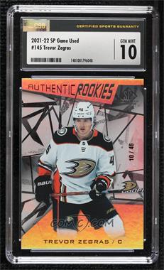 2021-22 Upper Deck SP Game Used - [Base] #145 - Authentic Rookies - Trevor Zegras /46 [CSG 10 Gem Mint]