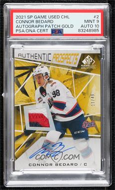 2021-22 Upper Deck SP Game Used CHL Edition - [Base] - Gold Auto Patch #2 - Connor Bedard /49 [PSA 9 MINT]