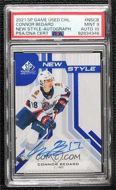 2021-22 Upper Deck SP Game Used CHL Edition - New Style - Blue Autographs #NS-CB - Connor Bedard [PSA 9 MINT]