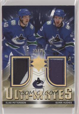 2021-22 Upper Deck Ultimate Collection - Ulti-Mates Jersey - Patch #UTM-PH - Elias Pettersson, Quinn Hughes /35