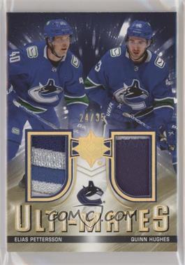 2021-22 Upper Deck Ultimate Collection - Ulti-Mates Jersey - Patch #UTM-PH - Elias Pettersson, Quinn Hughes /35