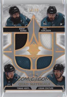 2021-22 Upper Deck Ultimate Collection - Ultimate Quad Materials #QM-BCKH - Brent Burns, Erik Karlsson, Tomas Hertl, Logan Couture /99