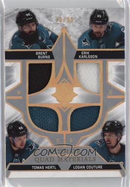 2021-22 Upper Deck Ultimate Collection - Ultimate Quad Materials #QM-BCKH - Brent Burns, Erik Karlsson, Tomas Hertl, Logan Couture /99