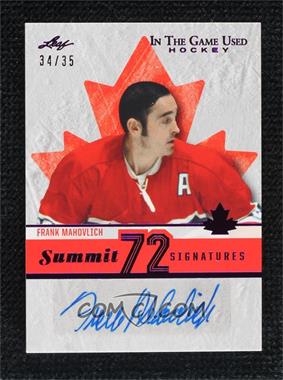 2022-23 Leaf In the Game Used - Summit '72 Signatures - Purple #S72-FM1 - Frank Mahovlich /35