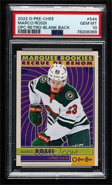 2022-23 O-Pee-Chee - [Base] - Retro Blank Back #544 - Marquee Rookie - Marco Rossi [PSA 10 GEM MT]