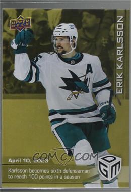 2022-23 Upper Deck Game Dated Moments - [Base] - Gold #80 - (Apr. 10, 2023) - Erik Karlsson Becomes Sixth Defenseman to Reach 100 Points in a Season /100