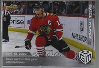 (Apr. 13, 2023) - Jonathan Toews Scores in Final Game with Blackhawks #/599