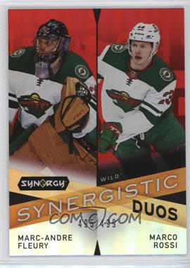 2022-23 Upper Deck Synergy - Synergistic Duos Star-Rookie - Red #SD-11 - Marc-Andre Fleury, Marco Rossi /499