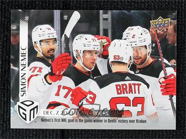 2023-24 Upper Deck Game Dated Moments - [Base] #31 - Rookie - (Dec. 7, 2023) - Simon Nemec's First NHL Goal is the Game-Winner in Devil's Victory over Kraken /1199