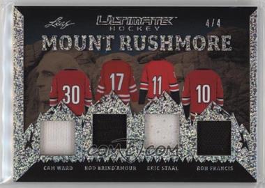 2023 Leaf Ultimate - Mount Rushmore - Silver Sparkle #MR-24 - Cam Ward, Rod Brind'Amour, Eric Staal, Ron Francis /4