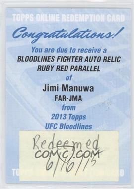 2013 Topps UFC Bloodlines - Autographed Relics - Ruby Red #FAR-JMA - Jimi Manuwa /8