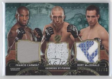 2014 Topps UFC Knockout - Triple Threads Combo Relic - Emerald #TTCR-CSM - Francis Carmont, Rory MacDonald, Georges St-Pierre /18