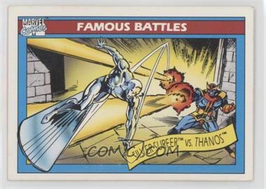 1990 Impel Marvel Universe - [Base] #116 - Famous Battles - Silver Surfer vs. Thanos