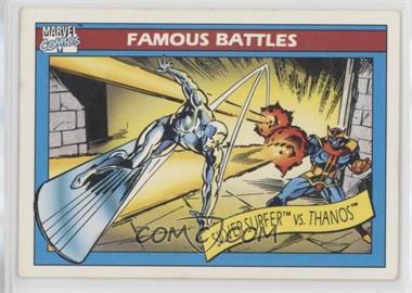 1990 Impel Marvel Universe - [Base] #116 - Famous Battles - Silver Surfer vs. Thanos