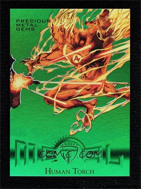 2013 Marvel Fleer Retro - Metal - Green Precious Metal Gems #4 - Human Torch /10