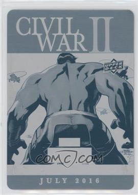 2016 Upper Deck Marvel Annual - Civil War II - Printing Plate Cyan #CW-29 - Civil War II: The Totally Awesome Hulk #9 /1