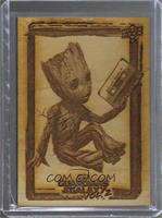 Groot Sitting with Mix Tape