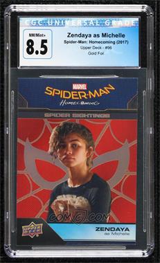 2017 Upper Deck Marvel Spider-Man Homecoming - [Base] - Gold Foil #96 - Spider Sightings - Zendaya as Michelle [CGC 8.5 NM/Mint+]