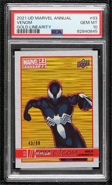 2021-22 Upper Deck Marvel Annual - [Base] - Gold Linearity #93 - Venom /88 [PSA 10 GEM MT]