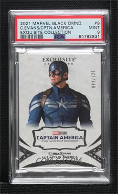 2021 Upper Deck Marvel Black Diamond - 2020 Exquisite Collection #9 - Chris Evans as Captain America /125 [PSA 9 MINT]