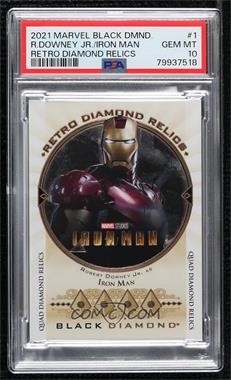 2021 Upper Deck Marvel Black Diamond - Retro Diamond Relics #RDR-1 - 2015-16 Quad - Robert Downey Jr., Iron Man /15 [PSA 10 GEM MT]