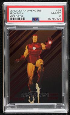 2022 Fleer Ultra Avengers - [Base] - Gold Rainbow Foil #35 - Iron Man [PSA 8 NM‑MT]