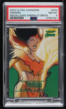 2022 Fleer Ultra Avengers - Medallions - Emerald #M-14 - Firebird /10 [PSA 8 NM‑MT]